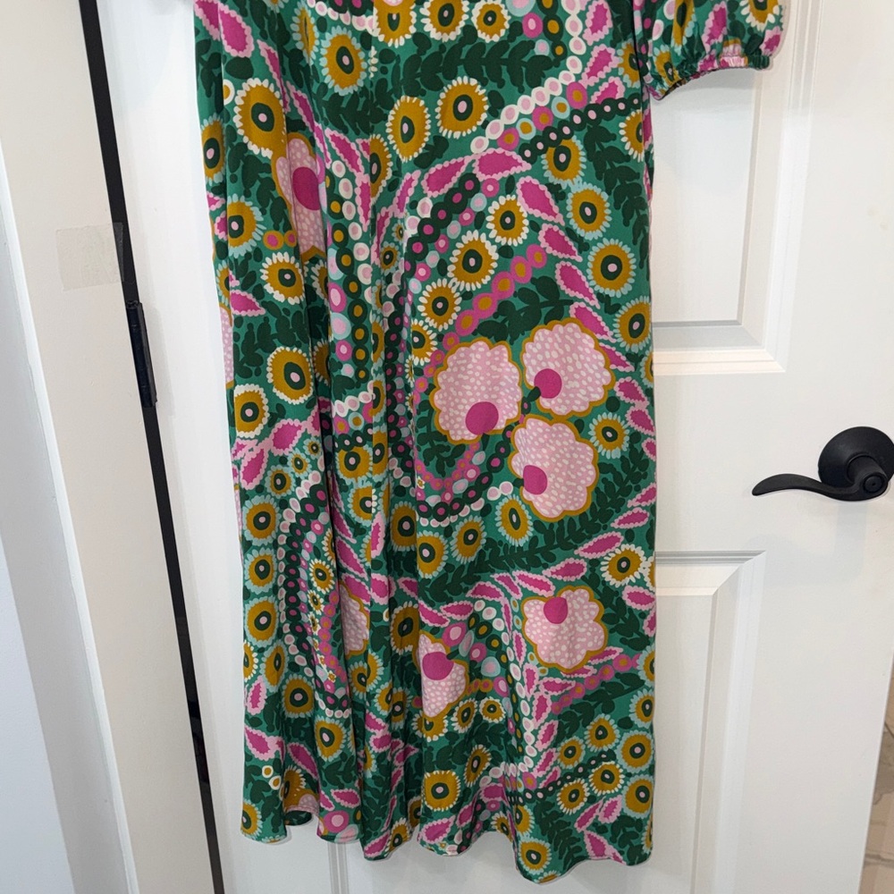 Like New Max Mara Weekend Silk Jupiter Floral Green and Pink Maxi Dress Sz S - Picture 9 of 15